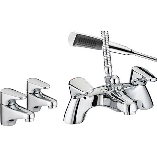 Larger image of Bristan Jute Basin & Pillar Bath Shower Mixer Tap Pack (Chrome).