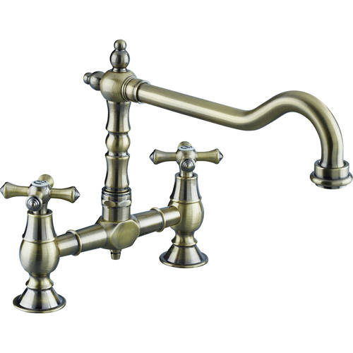 Larger image of Bristan Colonial Colonial Bridge Mixer Kitchen Tap (Antique Bronze).