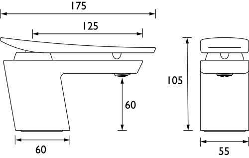 Technical image of Bristan Claret 1 Hole Bath Filler Tap (Copper Radiance).