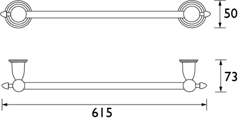 Technical image of Bristan 1901 Towel Rail 615mm (Gold).