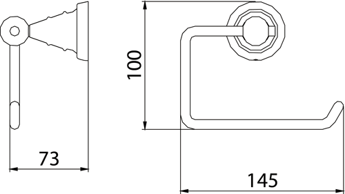 Technical image of Bristan 1901 Toilet Roll Holder (Gold).