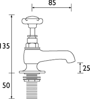 Technical image of Bristan 1901 Bath Taps, Gold Plated. N34GCD