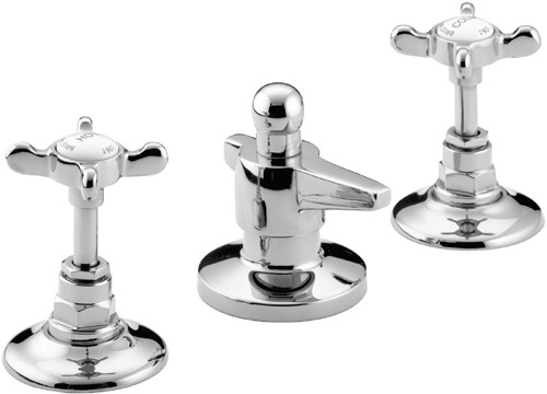 Larger image of Bristan 1901 Three Hole Bidet Mixer Tap & Pop Up Waste, Chrome Plated.