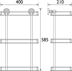 Technical image of Bristan 1901 3 Tier Glass Shelf, Gold Plated.