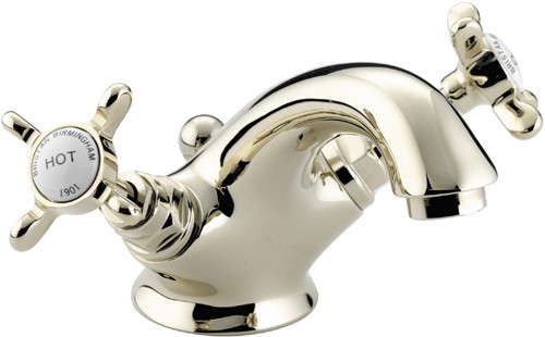 Larger image of Bristan 1901 Basin Mixer Tap & Pop Up Waste, Gold Plated. NBASGCD