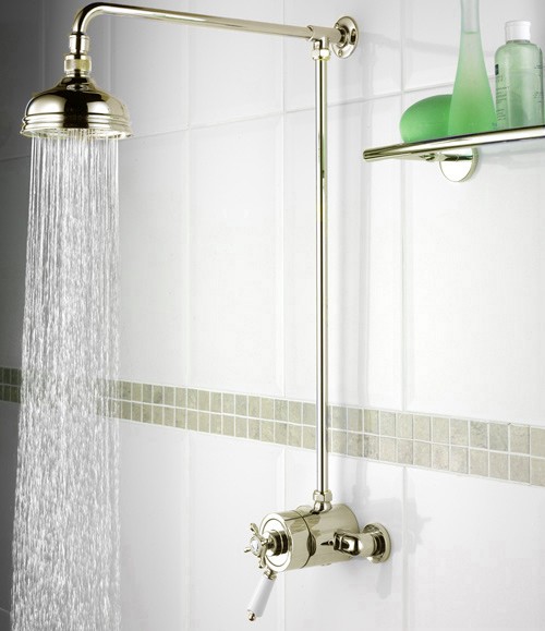 Larger image of Bristan 1901 Traditional Thermostatic Shower Valve And Rigid Riser, Gold.