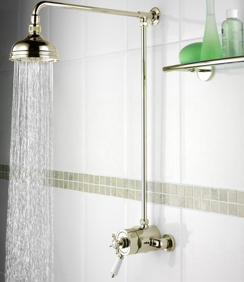 Larger image of Bristan 1901 Traditional Thermostatic Shower Valve And Rigid Riser, Gold.