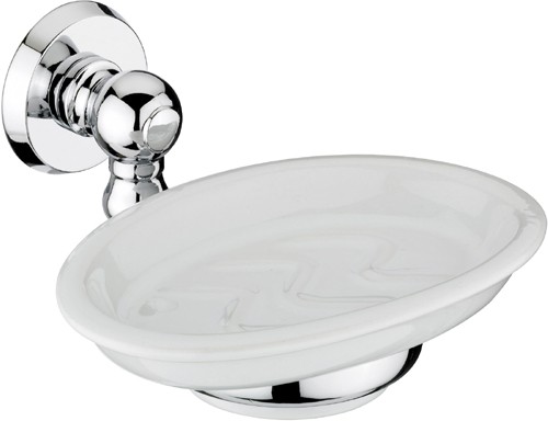 Larger image of Bristan 1901 Ceramic Soap Dish, Chrome Plated.