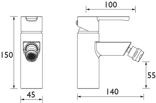 Technical image of Bristan Nero Basin & Bidet Tap Pack (Chrome).