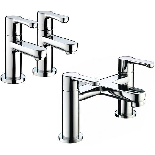 Larger image of Bristan Nero Basin & Bath Filler Tap Pack (Chrome).