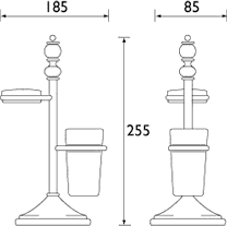 Technical image of Bristan 1901 Toothbrush & Tumbler Holder With Tumbler, Gold Plated.