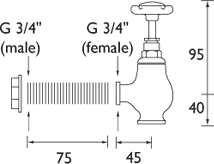 Technical image of Bristan 1901 Globe Bath Taps, Gold Plated. NGLOGCD