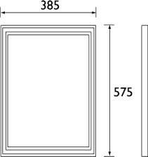 Technical image of Bristan 1901 Mirror, 385W x 575H. Chrome Plated.