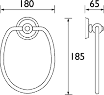 Technical image of Bristan 1901 Towel Ring, Gold Plated.