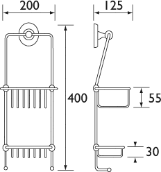 Technical image of Bristan 1901 Shower Tidy, Gold Plated.