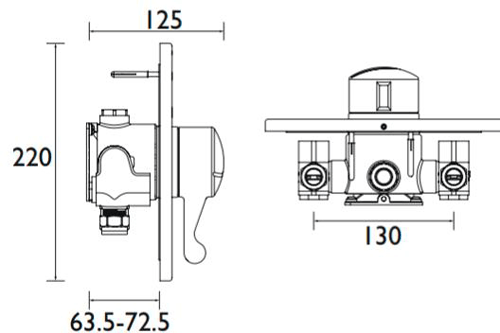 Technical image of Bristan Commercial Concealed Shower Valve With Lever Handle (TMV3).