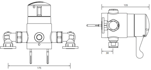 Technical image of Bristan Commercial Exposed Shower Valve  With Lever Handle (TMV3).