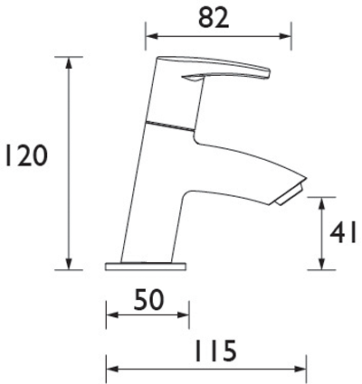 Technical image of Bristan Orta Eco Basin Taps (4 l/min, Chrome).