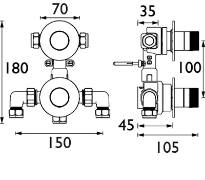 Technical image of Bristan Orb Concealed Shower Valve (1 Outlet, Chrome).