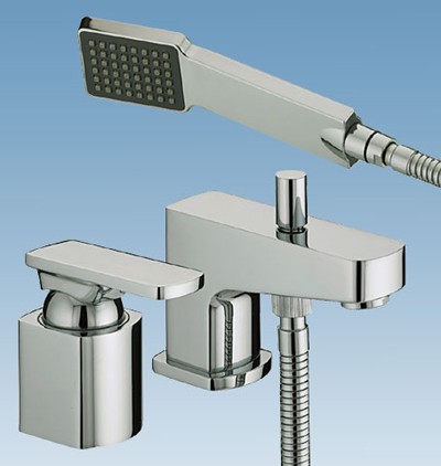 Example image of Bristan Ovali 2 Tap Hole Bath Shower Mixer Tap With Shower Kit (Chrome).