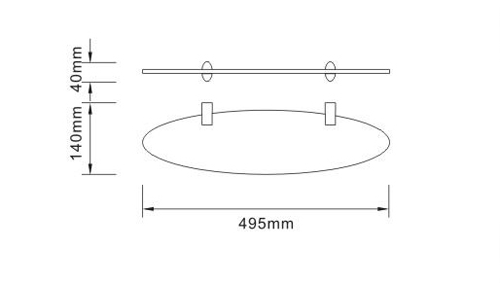 Technical image of Bristan Accessories Oval Glass Shelf 495mm (Chrome).