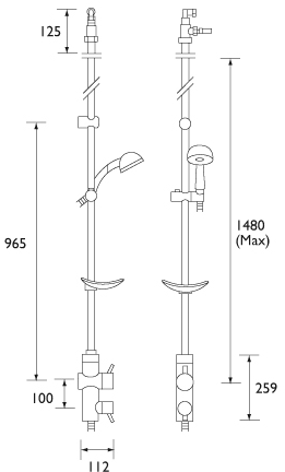 Technical image of Bristan Prism Thermostatic Ceiling Fed Shower Pack (Chrome).