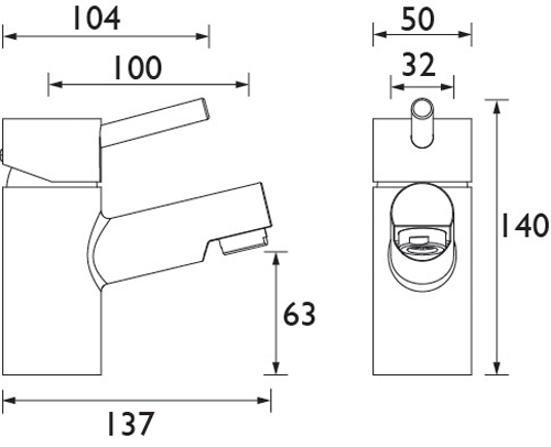 Technical image of Bristan Prism Basin & Bidet Tap Pack (Chrome).