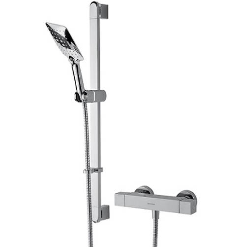 Larger image of Bristan Quadrato Exposed Bar Shower Valve With Slide Rail Kit (Chrome).