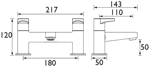 Technical image of Bristan Quest Bath Filler Tap (Chrome).