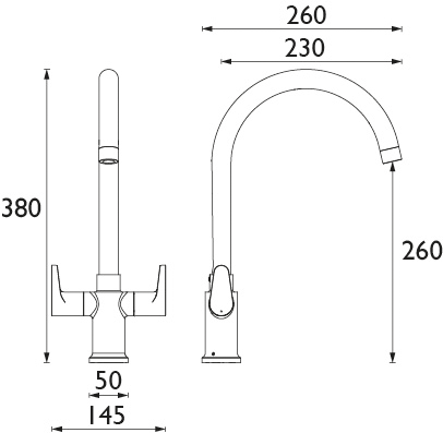 Technical image of Bristan Quest Easy Fit Mixer Kitchen Tap (TAP ONLY, Chrome).