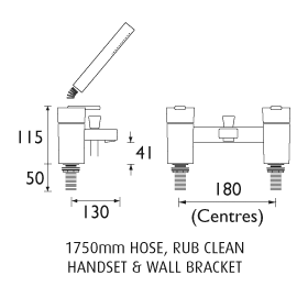 Technical image of Bristan Qube Basin & Bath Shower Mixer Taps Pack (Chrome).
