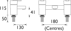 Technical image of Bristan Qube Tall Basin & Bath Filler Taps Pack (Chrome).