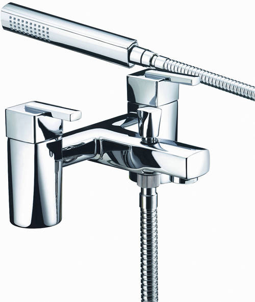 Example image of Bristan Qube Tall Basin & Bath Shower Mixer Taps Pack (Chrome).