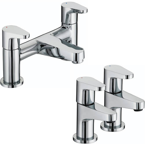 Larger image of Bristan Quest Basin & Bath Filler Tap Pack (Pairs, Chrome).