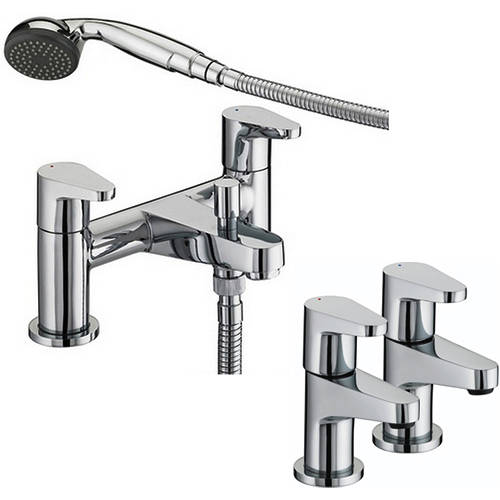 Larger image of Bristan Quest Basin & Bath Shower Mixer Tap Pack (Pairs, Chrome).