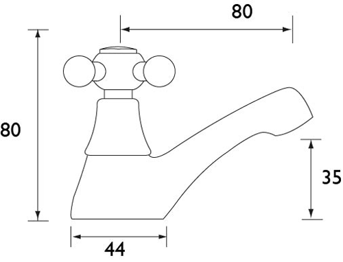 Technical image of Bristan Regency Basin & Bath Tap Pack (Pairs, Gold).