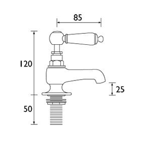 Technical image of Bristan Renaissance 3 Hole Basin & Bath Taps Pack (Chrome).