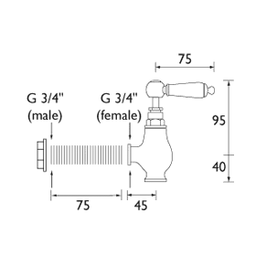 Technical image of Bristan Renaissance 3/4" Globe Taps (Chrome).