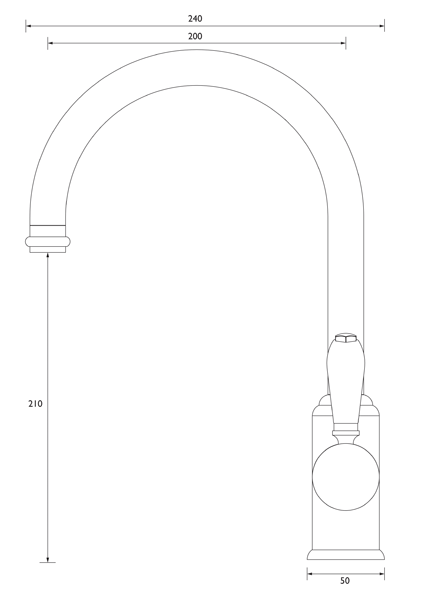 Technical image of Bristan Renaissance Easy Fit Mixer Kitchen Tap (TAP ONLY, Chrome).