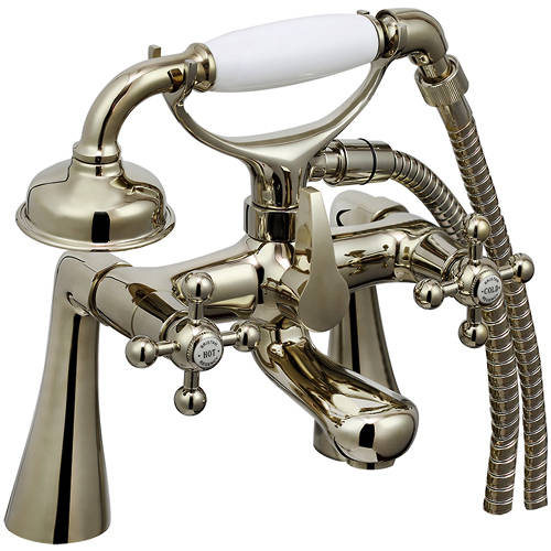 Larger image of Bristan Regency Bath Shower Mixer Tap With Tall Pillars (Gold).