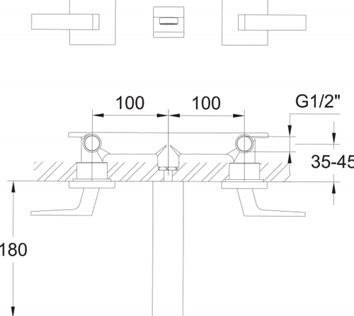 Technical image of Bristan Sail Wall Mounted Basin Mixer Tap (Chrome).