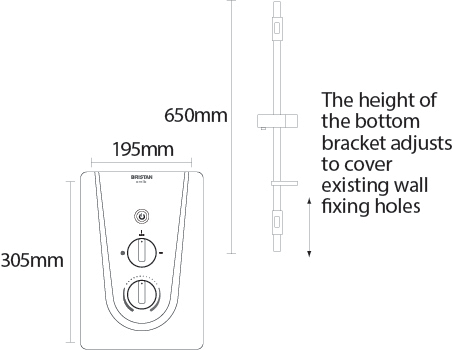 Technical image of Bristan Smile Electric Shower 8.5kW (White).