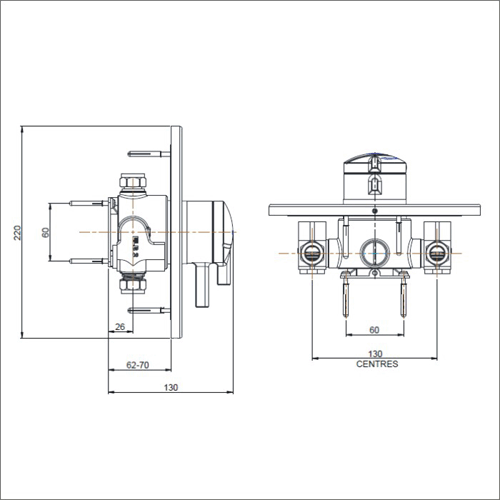 Technical image of Bristan Commercial Concealed Anti Vandal Shower Valve (TMV3).