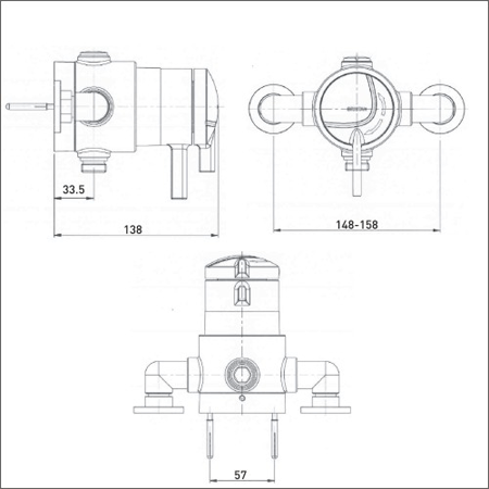 Technical image of Bristan Commercial Exposed Shower Valve With Dual Controls (TMV3).