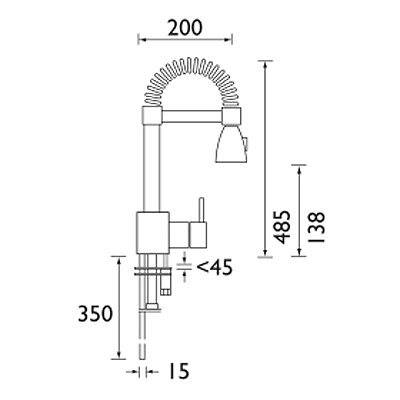 Technical image of Bristan Kitchen Target Mixer Kitchen Tap With Pull Out Spray (Chrome).