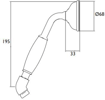 Technical image of Bristan Accessories Traditional Deluxe Shower Handset (Gold).