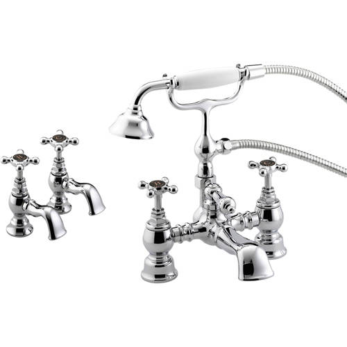 Larger image of Bristan Trinity Basin & Bath Shower Mixer Taps Pack (Chrome).