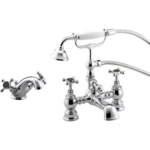 Larger image of Bristan Trinity Mono Basin & Bath Shower Mixer Taps Pack (Chrome).