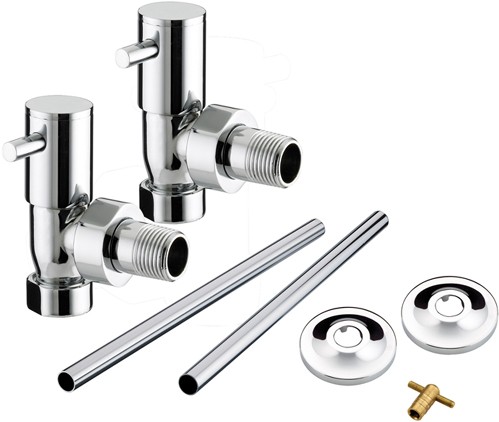 Larger image of Bristan Heating Angled Contemporary Radiator Valves Pack (Chrome).