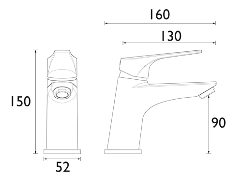 Technical image of Bristan Vantage Basin & Bath Filler Tap Pack (Chrome).